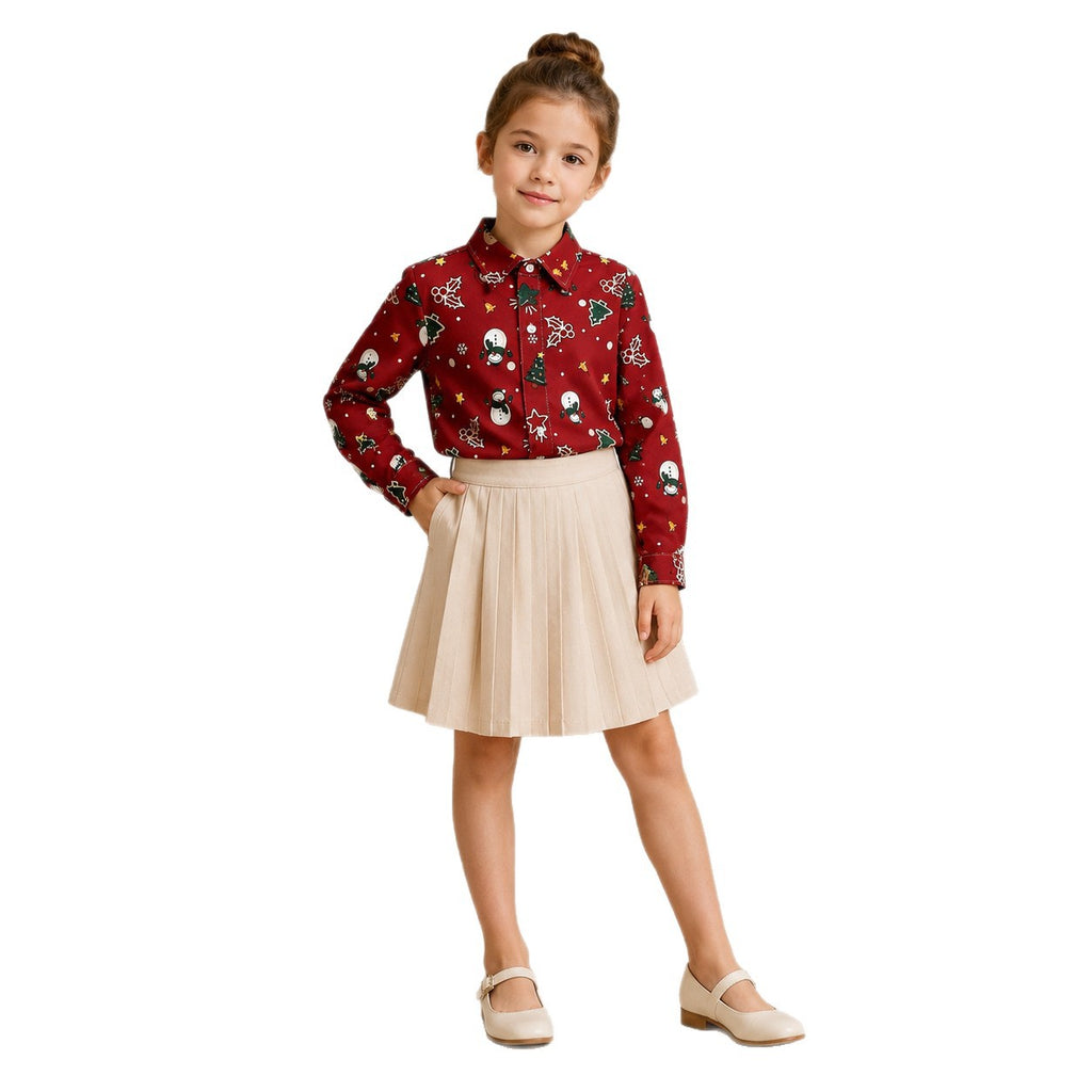 Christmas Matching Family Shirts - Cute Snowman Print Long Sleeve Tops