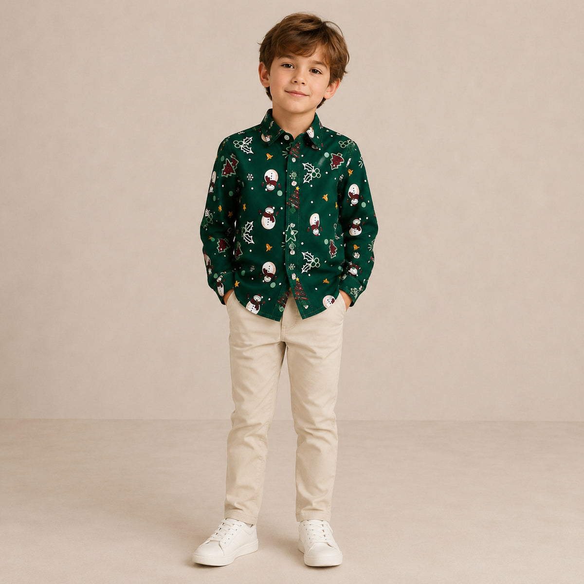 Christmas Matching Family Shirts - Cute Snowman Print Long Sleeve Tops