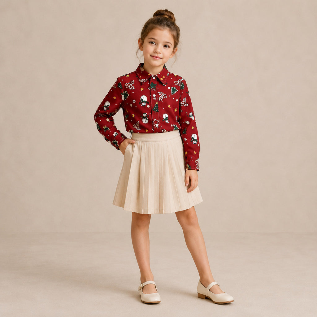 Christmas Matching Family Shirts - Cute Snowman Print Long Sleeve Tops