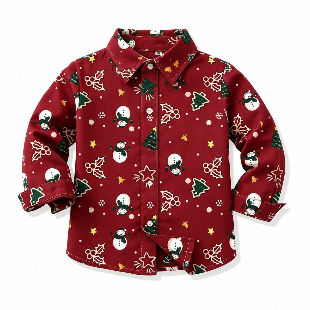 Christmas Matching Family Shirts - Cute Snowman Print Long Sleeve Tops
