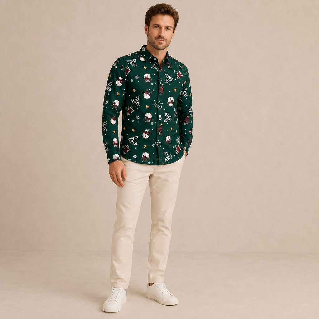 Christmas Matching Family Shirts - Cute Snowman Print Long Sleeve Tops